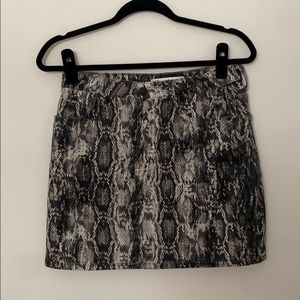 Zara Snake Print Denim Mini Skirt